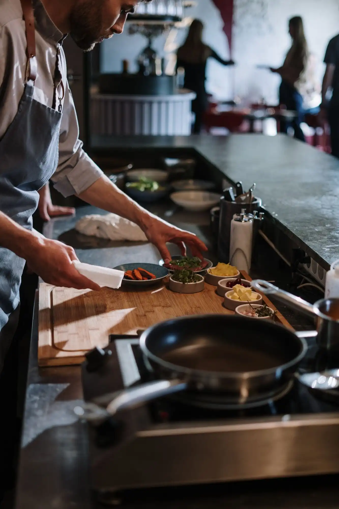 Cooking at the kitchen pass